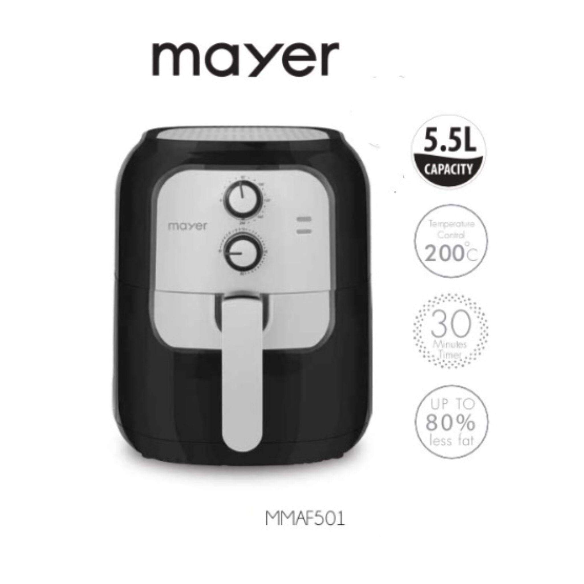 Mayer 5.5L Air Fryer (MMAF501)Temperature Up To 200 Degree 30 Minutes